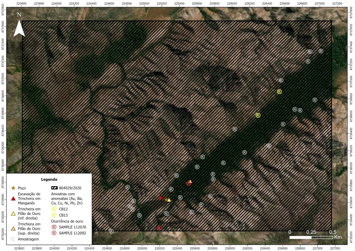 Mapa de amostragem geoquímica